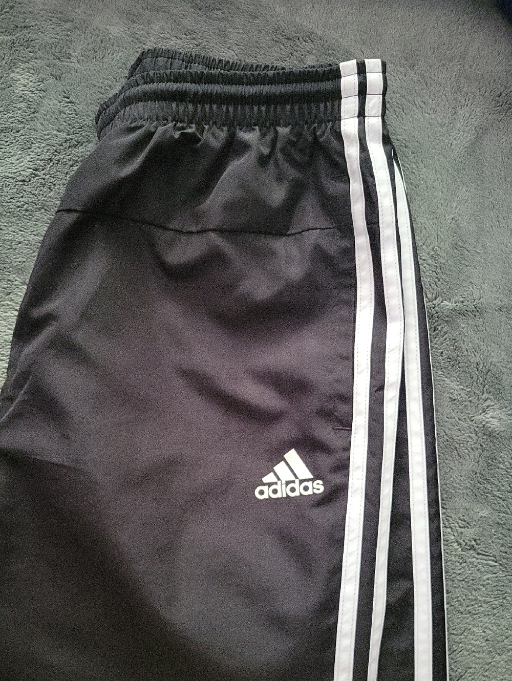 adidas Black Jogger Pants with White Side Stripes - Kids